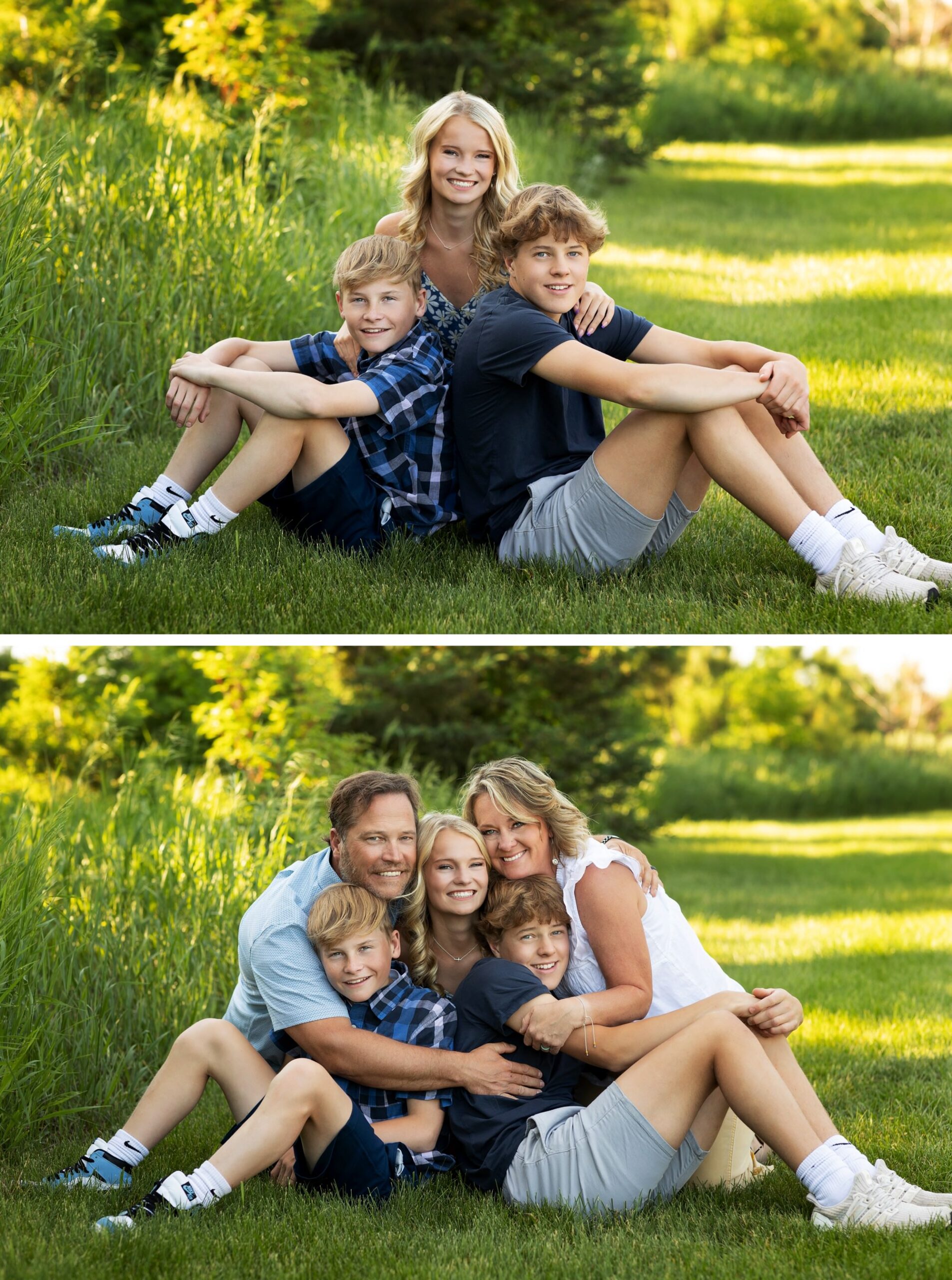 casual outdoor family photos at Minnesota home