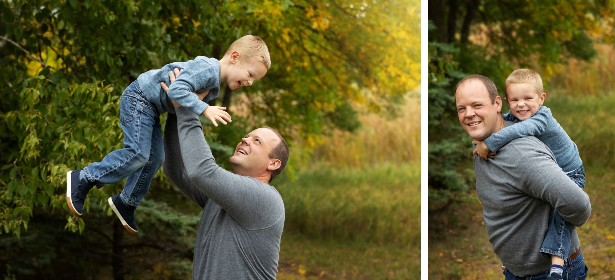 Playful photos of dad and son family photos