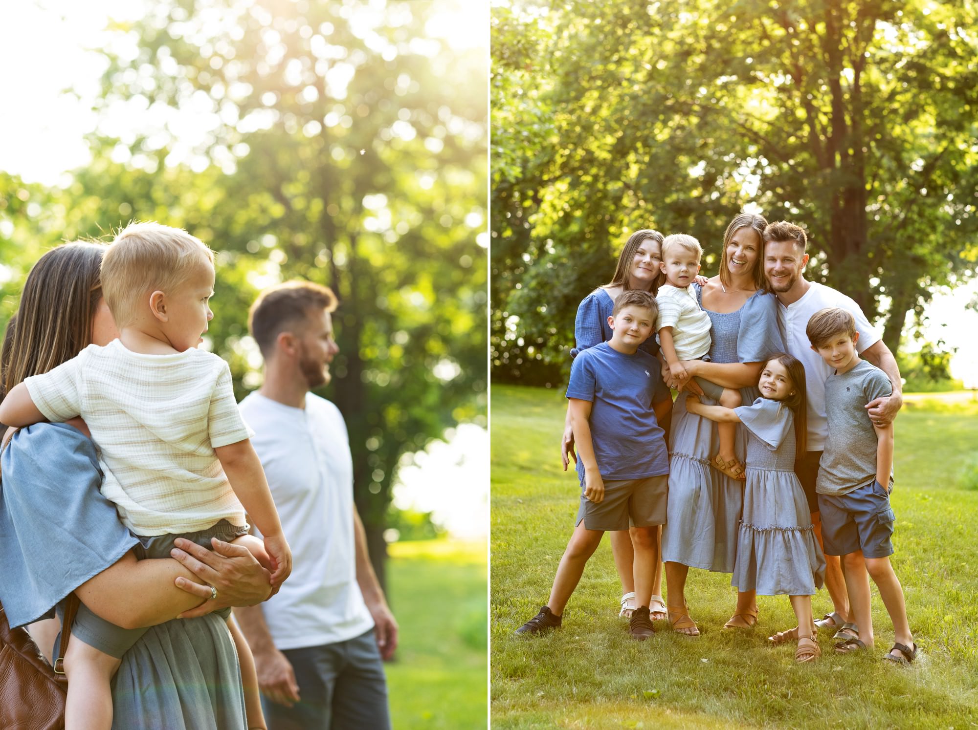 Outdoor family portraits in Buffalo MN with golden summer evening light