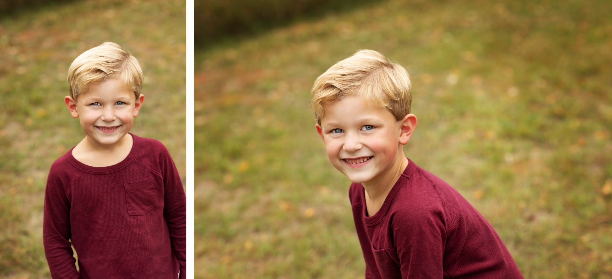 Photos of young boy during his fall family photo session