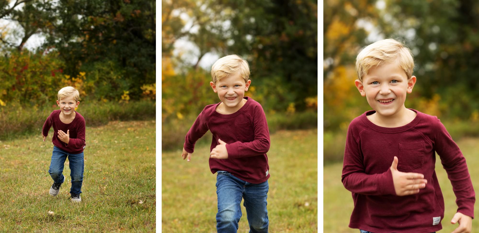 boy giggling during central mn family session