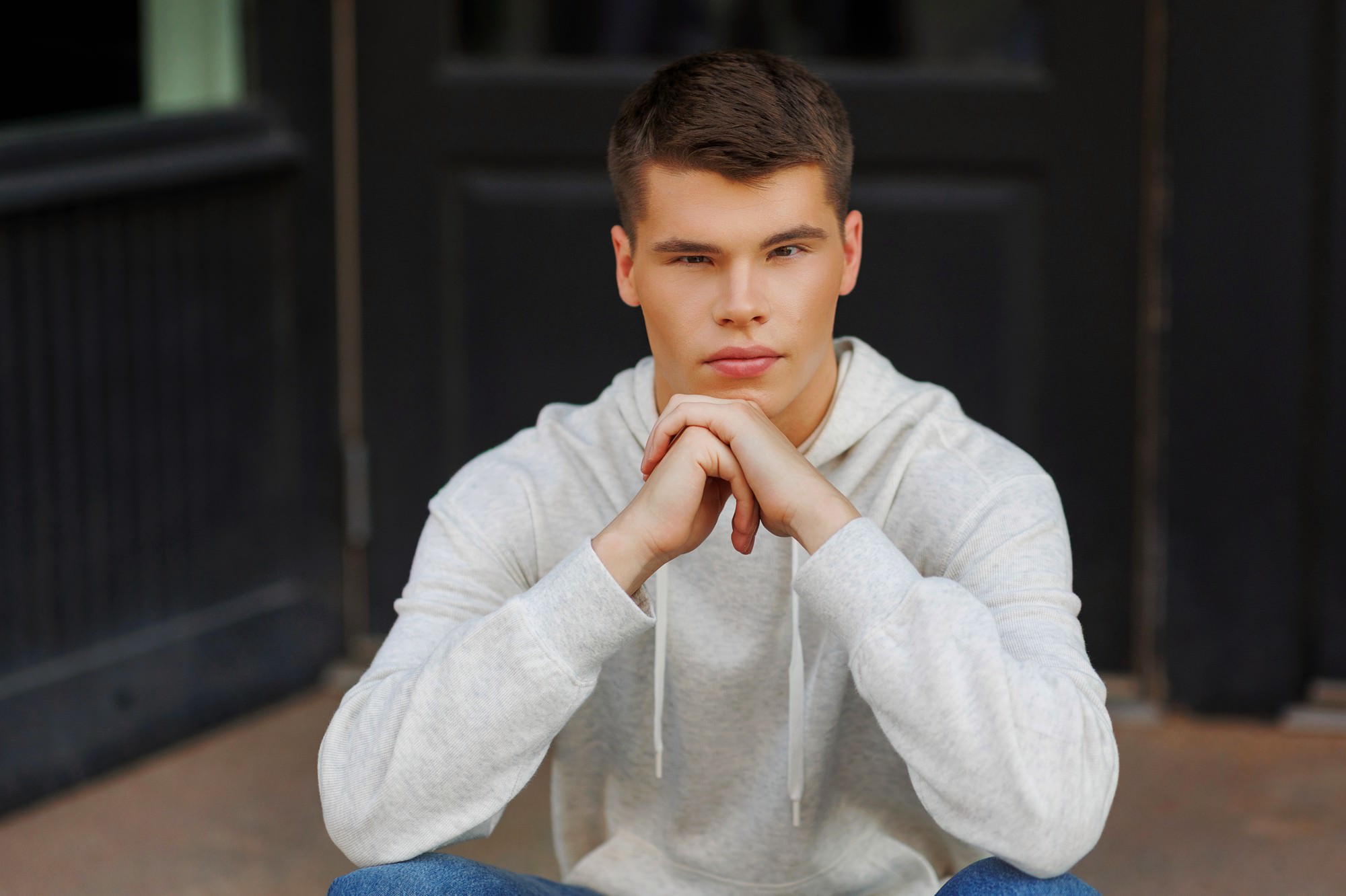 Casual photos of senior guy in Downtown Minneapolis