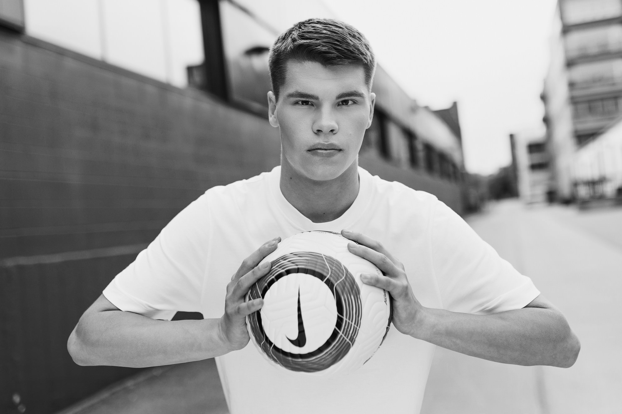 edgy soccer photo of St.Cloud senior guy