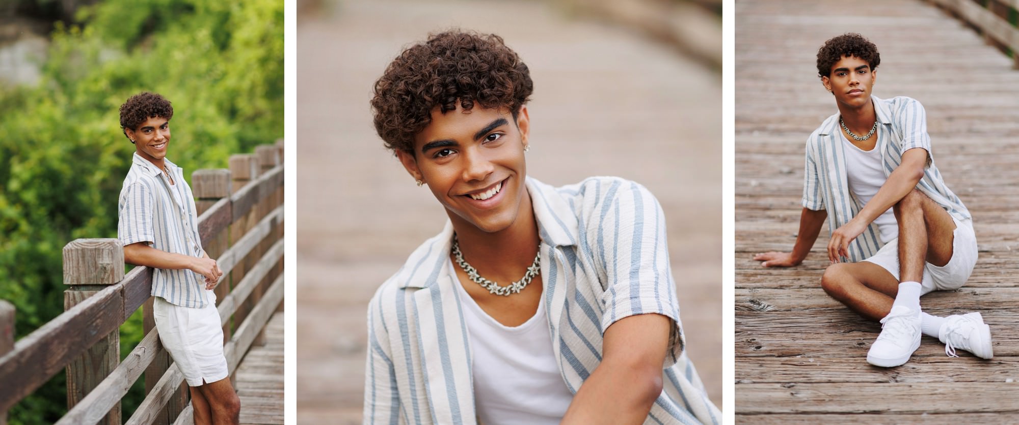 Relaxed outdoor senior portrait with Minneapolis skyline and Mississippi River in the background